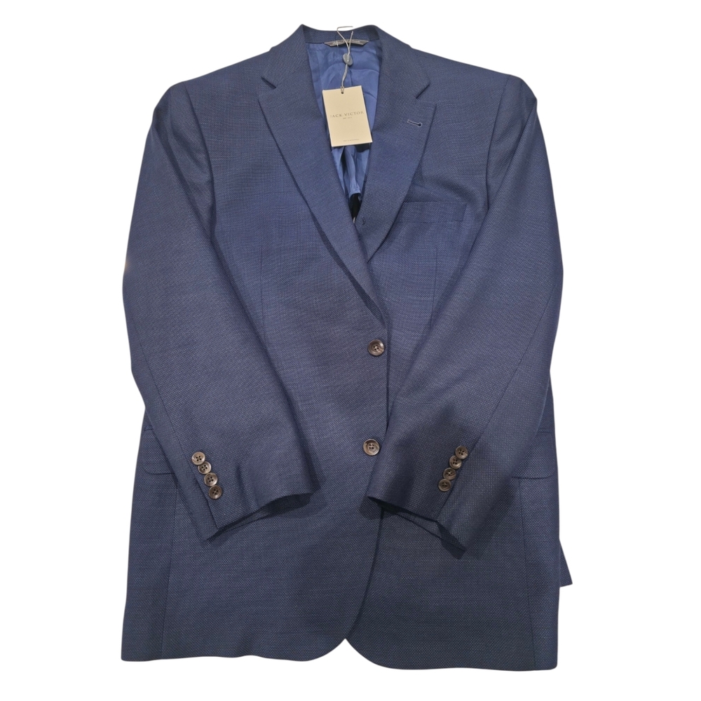 Jack Victor Suit 42 R Mens Navy Blue 100%Wool Two Button Canada Concord Model